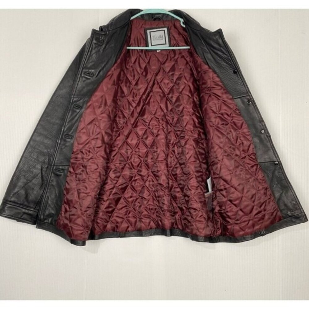 Black Leather Jacket Women Size M Excelled Collection Classy Buttons Pockets